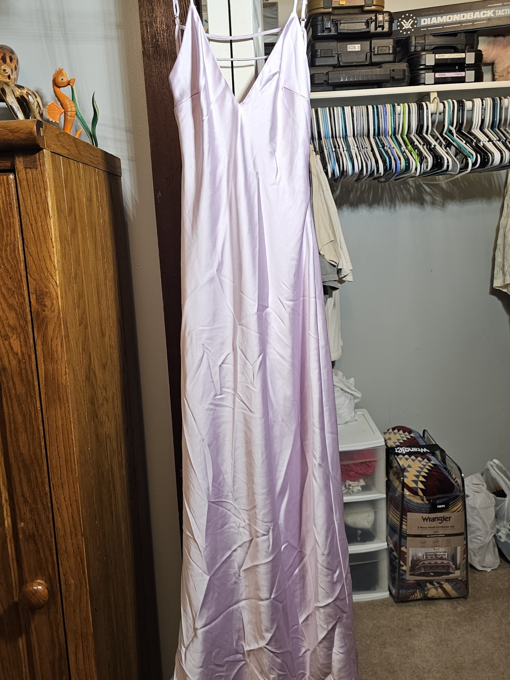 Zara Lilac Satin Maxi Slip Dress with V-Neck
